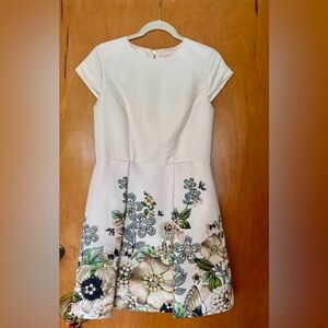Ted Baker Yvette White Pearl Jewel Floral Print Dress
